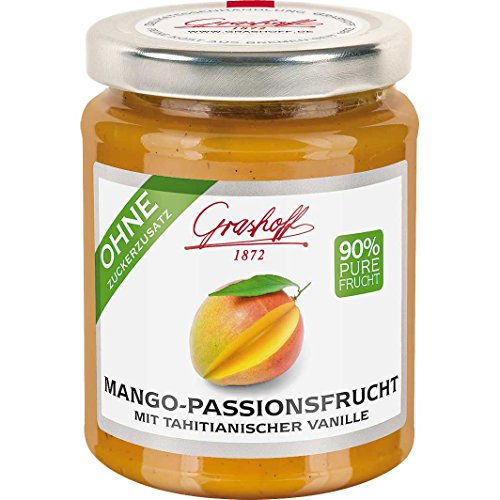Grashoff Mango-Passionsfrucht mit Vanille (ohne Zuckerzusatz) | Glutenfrei | Lactosefrei | Vegan | 230 g von Grashoff