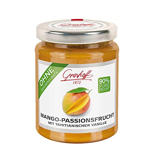 Grashoff Mango-Passionsfrucht mit Vanille (ohne Zuckerzusatz) | Glutenfrei | Lactosefrei | Vegan | 230 g von Grashoff