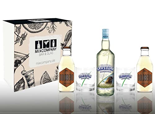Grasovka Moscow Mule Geschenkset - Büffelgras Vodka 0,7l (40% Vol) + 2x Tumbler+ 2x Goldberg Intense Ginger 200ml - Inkl. Pfand MEHRWEG von Grasovka