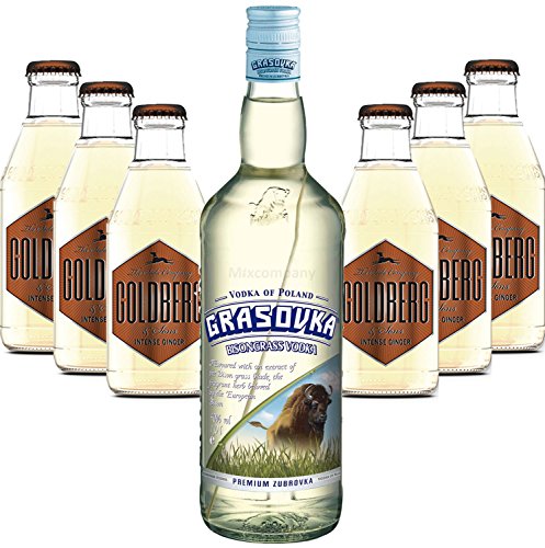 Moscow Mule Set - Grasovka Vodka 1L (40% Vol) + 6x Goldberg Intense Ginger 200ml - Inkl. Pfand MEHRWEG von Grasovka