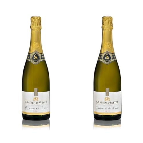 Gratien & Meyer Crémant de Loire A.O.C Brut (1x0,75l) Edler französischer Schaumwein - Cremant auf Champagner Niveau - Frisch fruchtig, Traditionelle Flaschengärung (Packung mit 2) von Gratien & Meyer