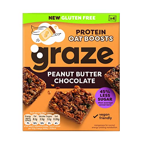 Graze Glutenfreie Haferflocken Erdnussbutter & Schokoladenprotein, 4 x 30 g Graze Glutenfreie Haferflocken Erdnussbutter & Schokoladenprotein, 4 x 30 g von Graze