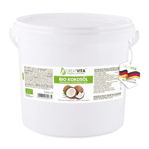 GreatVita Bio Kokosöl, nativ, 5000ml im Eimer zum Kochen & Backen von GREAT VITA