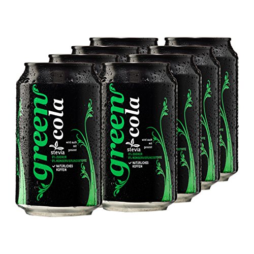 Green Cola Getränk Aspatamefrei Ohne Konservierungsstoffe Nur Natürliche Aromen Mit Stevia u. Saccarose inkl. Pfand (Dose 0,33l 8er Pack) von Green Cola