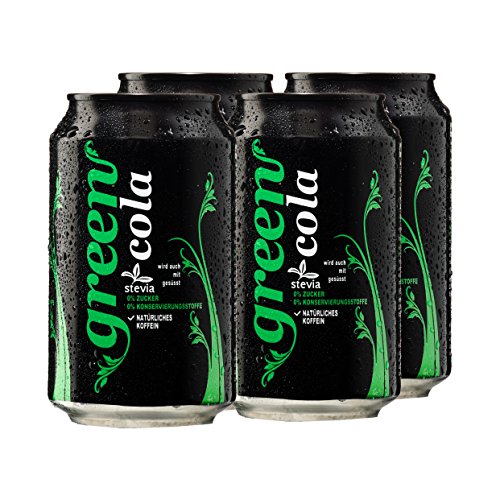 Green Cola Getränk Zuckerfrei Aspatamefrei Ohne Konservierungsstoffe Nur Natürliche Aromen inkl. Pfand (Dose 0,33l 4er Pack) von Green Cola