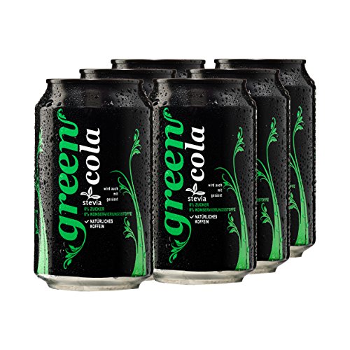 Green Cola Getränk Zuckerfrei Aspatamefrei Ohne Konservierungsstoffe Nur Natürliche Aromen inkl. Pfand (Dose 0,33l 6er Pack) von Green Cola
