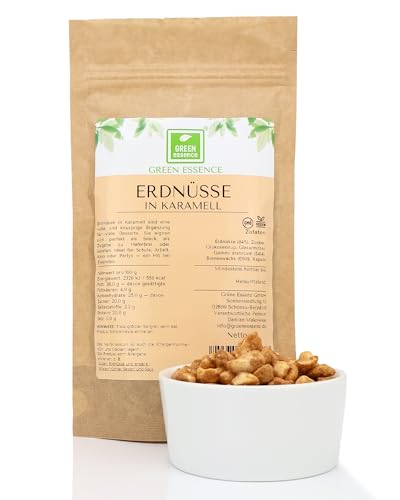 Erdnüsse in Karamell von der Grünen Essenz - Karamellisierte Nüsse - Erdnüsse geröstet - Kandierte Erdnusskerne als Party-Snack - Nüsse mit Karamellüberzug - Gebrannte Erdnusskerne (250 Gramm) von Green Essence