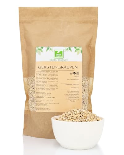Gerstengrütze groß 1kg von der Grünen Essenz - Gerstengraupen groß - Große Graupen ideal für Suppen - Rollgerste Graupen - Perlgraupen Gerste - Gerstengrütze kaufen von Green Essence