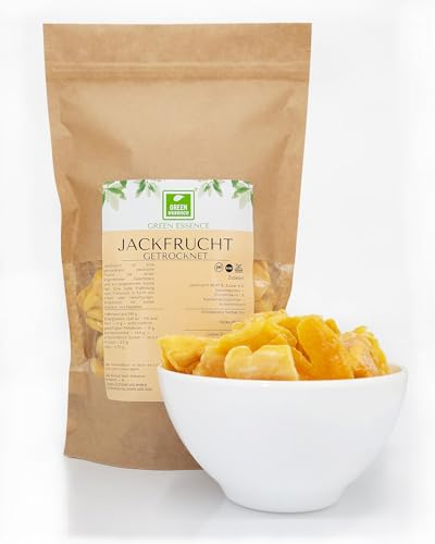 Getrocknete Jackfrucht 500g der Grünen Essenz - Veganer Fleischersatz - Jackfruit Trockenfrüchte - Süßer Fruchtsnack - Energiereiches Essen - Jackfruit Chips - Vegane Süßigkeiten (500 Gramm) von Green Essence