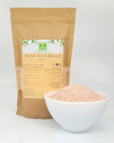 Himalaya Salz rosa 1 kg unjodiert fein Salt Range Pakistan von der Grünen Essenz - Steinsalz - Kritallsalz in Premium Qualität - naturbelassen - unbehandelt (1 Kg) von Green Essence