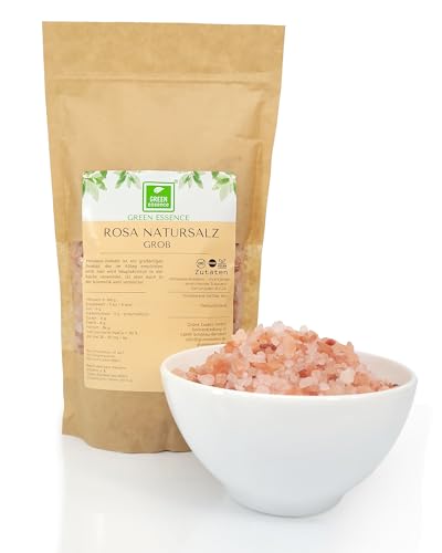 Himalaya Salz rosa 1 kg unjodiert grob Salt Range Pakistan von der Grünen Essenz - Steinsalz - Kritallsalz in Premium Qualität - naturbelassen - unbehandelt (1 Kg) von Green Essence