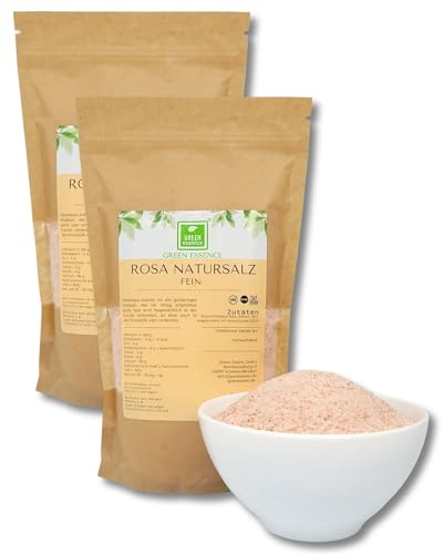 Himalaya Salz rosa unjodiert fein 2 kg Salt Range Pakistan von der Grünen Essenz - Steinsalz - Kritallsalz in Premium Qualität - naturbelassen - unbehandelt (2 Kg) von Green Essence