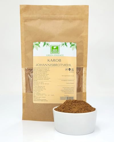 Johannisbrotmehl 250g von der Grünen Essenz - Carob Pulver - getrocknet und gemahlen - vegan - Carob Mehl - ideal als Kakaoersatz (250 Gramm) von Green Essence
