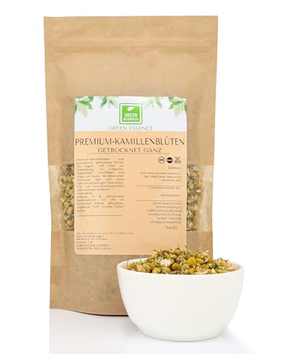 Kamillenblüten getrocknet 500g von der Grünen Essenz - Kamillentee Blüten - Kamillenblüten zum Inhalieren und Baden - Essbare Blüten kaufen - Chamomile Tea von Green Essence