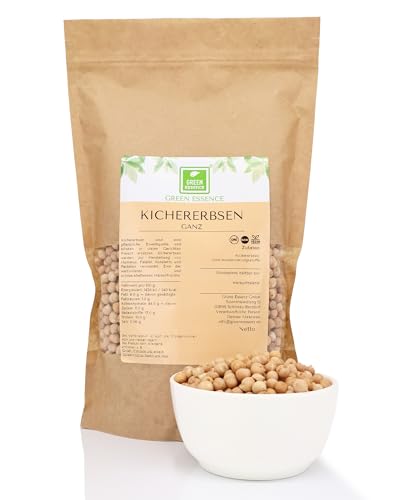 Kichererbsen getrocknet ganz 1kg von der Grünen Essenz - Kichererbsen glutenfrei - trocken - Dried Chickpeas 1000 Gramm von Green Essence