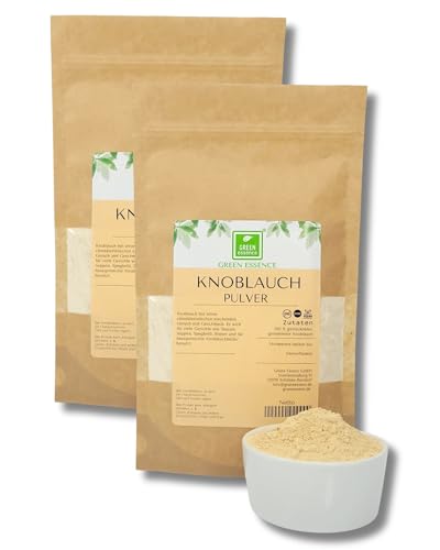 Knoblauch gemahlen 500g (2 * 250g) von der Grünen Essenz - aromatisches Gewürz für Fleischgerichte und Dips - Knoblauchpulver - Gewürz - ohne Konservierungsstoffe - ohne Glutamat. (500 Gramm) von Green Essence