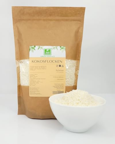 Kokosraspeln 500g von der Grünen Essenz - natürliche Kokosnussflocken für vielseitige Anwendungen - Kokos Raspeln ohne Zusätze - 100% rein und naturbelassen (500 Gramm) von Green Essence