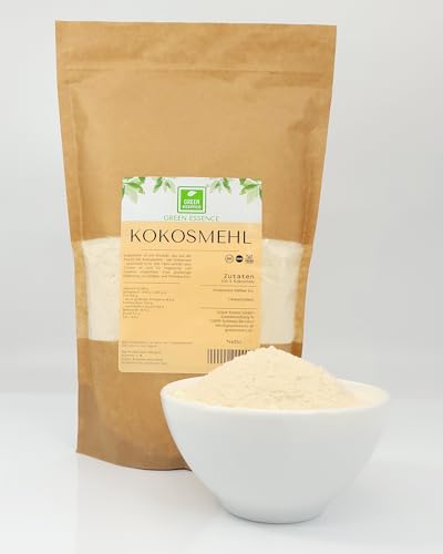 Kokosmehl 1kg von der Grünen Essenz - hochwertiges Kokosnussmehl für eine kohlenhydratarme und gesunde Ernährung laktosefrei - vegan von Green Essence