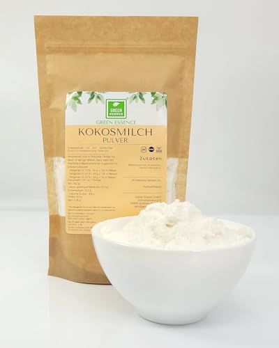 Kokosnussmilchpulver 500g von der Grünen Essenz - Kokos Milch Pulver getrocknet - Vegan - Proteinpulver - für für pflanzliche und laktosefreie Getränke - vegane Milch ohne Zucker (500 Gramm) von Green Essence