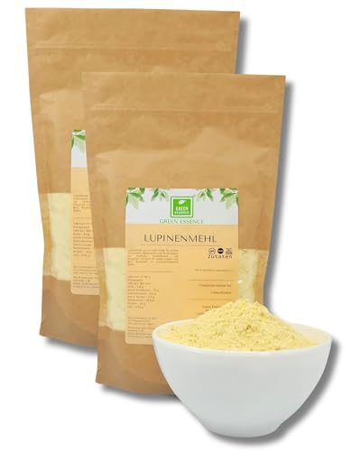 Lupinenmehl - 1000g (2 * 500g) von der Grünen Essenz - Kohlenhydratarme Keto Low Carb LCHF PALEO - Lupinenprotein der weißen Süß-Lupine perfekt zum Kochen und Backen (1000 Gramm) von Green Essence