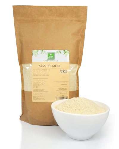 Mandelmehl 1kg von der Grünen Essenz perfekte Ergänzung für Backwaren - naturbelassen - aus blanchierten Mandeln - low carb - keto mehl von gemahlenen Mandeln ohne Schale von Green Essence