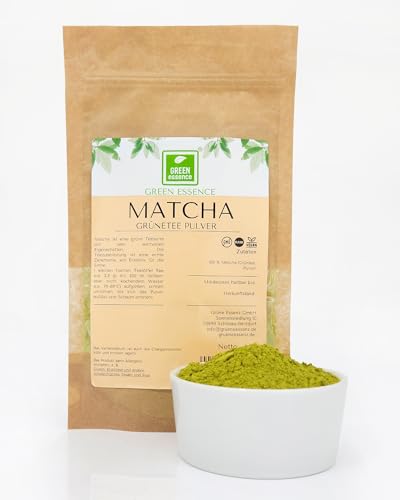 Matcha Pulver 100g von der Grünen Essenz - Matchapulver - Grünteepulver - Vegan - Matcha Tee für Matcha Latte und Smoothies - als grüner Shake oder zum backen von Green Essence