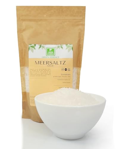 Meersalz Grob 1kg von der Grünen Essenz - Salz für die Salzmühle - Meersalz zum Würzen und Verfeinern - ohne Zusätze - Premium Qualitat - Meersalz aturbelassen und unbehandelt Meersalz Grob 1kg von der Grünen Essenz - Salz für die Salzmühle - Meersalz zum Würzen und Verfeinern - ohne Zusätze - Premium Qualitat - Meersalz aturbelassen und unbehandelt von Green Essence