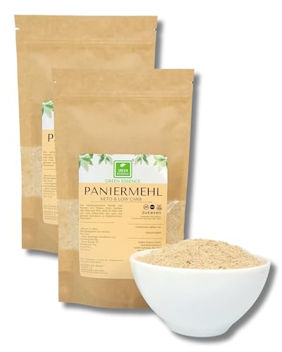 Paniermehl 500g (2x250g) von der Grünen Essenz - Keto & Low Carb - ohne Palmöl - ohne Zusatzstoffe - Kohlenhydratarm zum panieren von Fleisch, Fisch, Gemüse oder Käse und Tofu (500 Gramm) von Green Essence