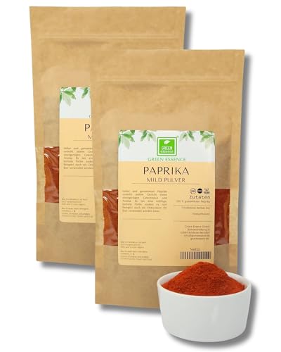 Paprika edelsüß rot gemahlen 500g (2 * 250g) von der Grünen Essenz - Paprikapulver süß - natürliches Gewürz - Natürliche Paprika - Pulver - hochwertiges Gewürz- gemahlene süßer Paprika (500 Gramm) von Green Essence