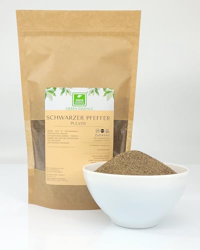 Pfeffer Körner von der Grünen Essenz - Pfefferkörner Bunt Pfeffer Gemahlener Mix für die Mühle (250 Gramm, gemahlener schwarzer Pfeffer) von Green Essence