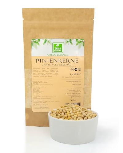 Pinienkerne 100g von der Grünen Essenz - naturbelassen - frisch und ungesalzen - für das Pesto in Top Qualität - ohne Zusätze - vegan - Protein (100 Gramm) von Green Essence