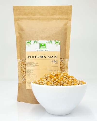 Popcornmais 1 kg von der Grünen Essenz - Popcorn ungesüsst und ungesalzen - köstlicher Mais-Snack - Kinopopcorn für die Popcornmaschinen - Maiskörner für Popcorn 1000g (1 Kg) von Green Essence