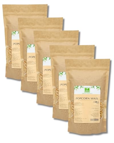 Popcornmais 5 Kg von der Grünen Essenz - Popcorn ungesüsst und ungesalzen - köstlicher Mais-Snack - Kinopopcorn für die Popcornmaschinen - Maiskörner für Popcorn (5 Kg) von Green Essence