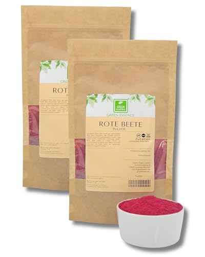 Rote Bete gemahlenes Pulver 500g (2 * 250g) von der Grünen Essenz – getrocknete Rote Bete - vegan- roh - fein gemahlen und natürlich - geeignet als rote Lebensmittelfarbe (500 Gramm) von Green Essence