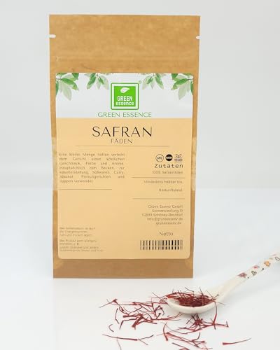Safran fäden 2g von der Grünen Essenz - feines Gewürz Tiefrote Safran Fäden 100% rein und natürlich - Premium Qualität von Green Essence