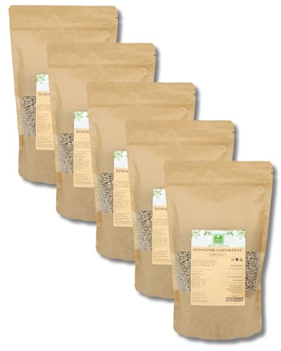Sonnenblumenkerne von der Grünen Essenz - geschält - ungesalzen - schalenfrei - zum Kochen oder Backen Premium Qualität essbare Sonnenblumenkerne schmackhaft und groß (5000 Gramm) von Green Essence