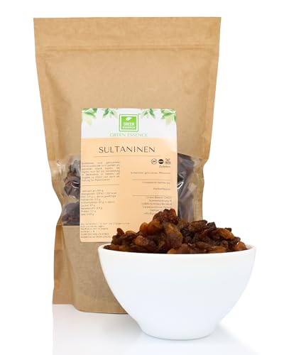 Sultaninen ungeschwefelt von der Grünen Essenz - Sultaninen zum Backen - Rosinen ungeschwefelt zum Backen (1 Kilogramm) von Green Essence
