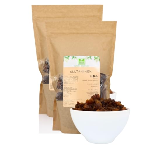 Sultaninen ungeschwefelt von der Grünen Essenz - Sultaninen zum Backen - Rosinen ungeschwefelt zum Backen (2 Kilogramm) von Green Essence