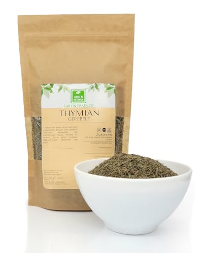 Thymian getrocknet Gewürz 250g von der Grünen Essenz - Thymian gerebelt - schonend getrocknet - Kräuter Top Qualität - Thymian Tee - Hochwertiger Thymian - Exquisites Gewürz (250 Gramm) von Green Essence