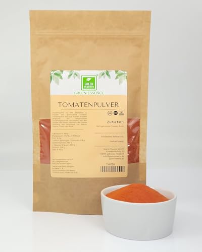 Tomatenpulver 250 g von der Grünen Essenz - gemahlene Tomaten – natürliches Konzentrat - feines Pulver aus sonnengereiften und getrockneten Tomaten - naturbelassen (250 Gramm) von Green Essence