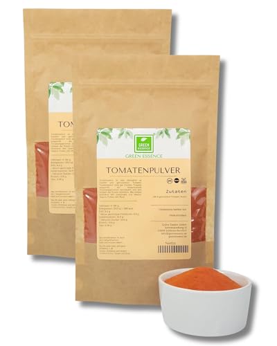 Tomatenpulver 500g (2 * 250g) von der Grünen Essenz - gemahlene Tomaten – natürliches Konzentrat - feines Pulver aus sonnengereiften und getrockneten Tomaten - naturbelassen (500 Gramm) von Green Essence