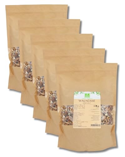 Walnüsse von der Grünen Essenz 5 kg (5 * 1kg) - geschält - Premium Qualität Walnüsse ohne Schale - vegan - unbehandelte Walnusskerne - Großpackung ohne Zusatzstoffe - ungesalzen (5 kg) von Green Essence
