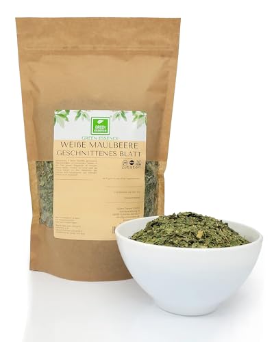 Weiße Maulbeere 250 g - geschnittenes Blatt von der Grünen Essenz - Maulbeerblätter - Maulbeerblättertee - getrocknet - naturbelassen - Kräutertee - Blatt Tee - Morus Alba von Green Essence