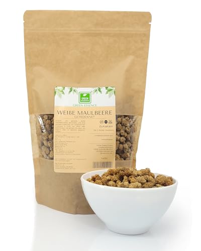 Weiße Maulbeeren 1 kg von der Grünen Essenz- getrocknete ganze Beeren - Trockenfrüchte - naturbelassene weiße maulbeeren getrocknet - zuckerfreier Snack von Green Essence