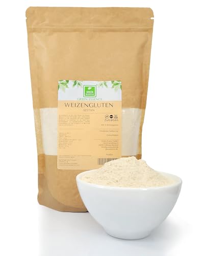 Weizengluten von der Grünen Essenz - veganer Fleischersatz - Seitan Basis Pulver - Weizenkleber low carb - natürliches Verdickungsmittel - rein pflanzlich - Weizeneiweiß von Green Essence