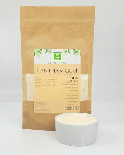 Xanthan gum 100g von der Grünen Essenz - natürliches Verdickungsmittel für Desserts und Soßen - Xanthan Pulver - Xanthan Gummi - Bindemittel bezeichnet als E415 - vegan (100 Gramm) von Green Essence