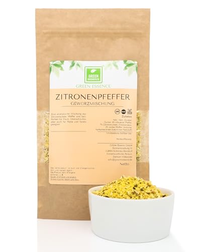 Zitronenpfeffer Gewürzmischung 250g von der Grünen Essenz - Zitronenpfeffer Gewürzsalz für Fisch und Fleisch - Zitronenpfeffer fein gemahlen – Zitronensalz - Lemon Pepper Zitronenpfeffer Gewürzmischung 250g von der Grünen Essenz - Zitronenpfeffer Gewürzsalz für Fisch und Fleisch - Zitronenpfeffer fein gemahlen – Zitronensalz - Lemon Pepper von Green Essence