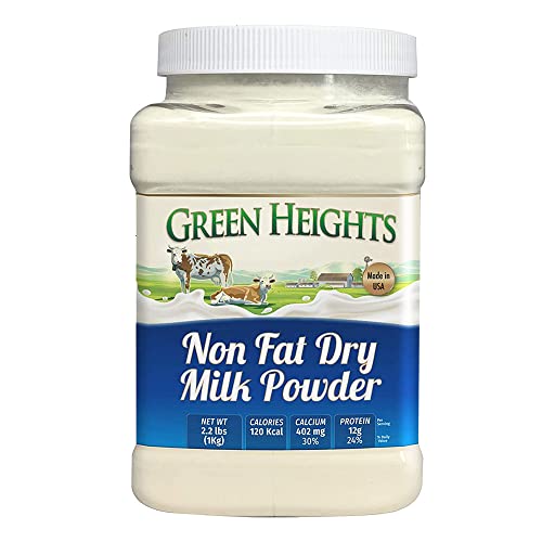 Fettfreies Trockenmilchpulver - 2,2 Pfund / 1 Kilo Glas (18+ Portionen) - Stolz hergestellt in Amerika - Gesunde Nährstoffe von Green Heights von Green Heights