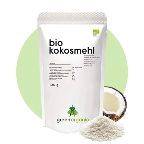 BIO PREMIUM KOKOSMEHL - lower-Carb, glutenfrei, vegan, entölt, proteinreich, ballaststoffreich, Paleo Superfood, nachhaltig und fair angebaut, 1000g von GreenOrganic