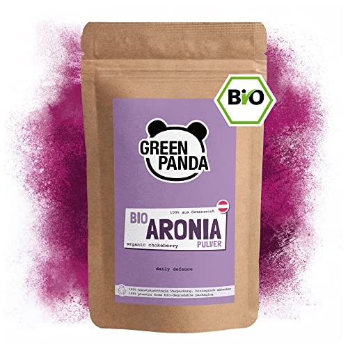 GREEN PANDA® Bio Aronia Pulver aus Österreich | getrocknete Aroniabeeren fein gemahlen | Aronia Beeren in Bio Qualität ohne Zusätze | regionale Alternative zu Acai Pulver und Goji Beeren | 500g von Green Panda